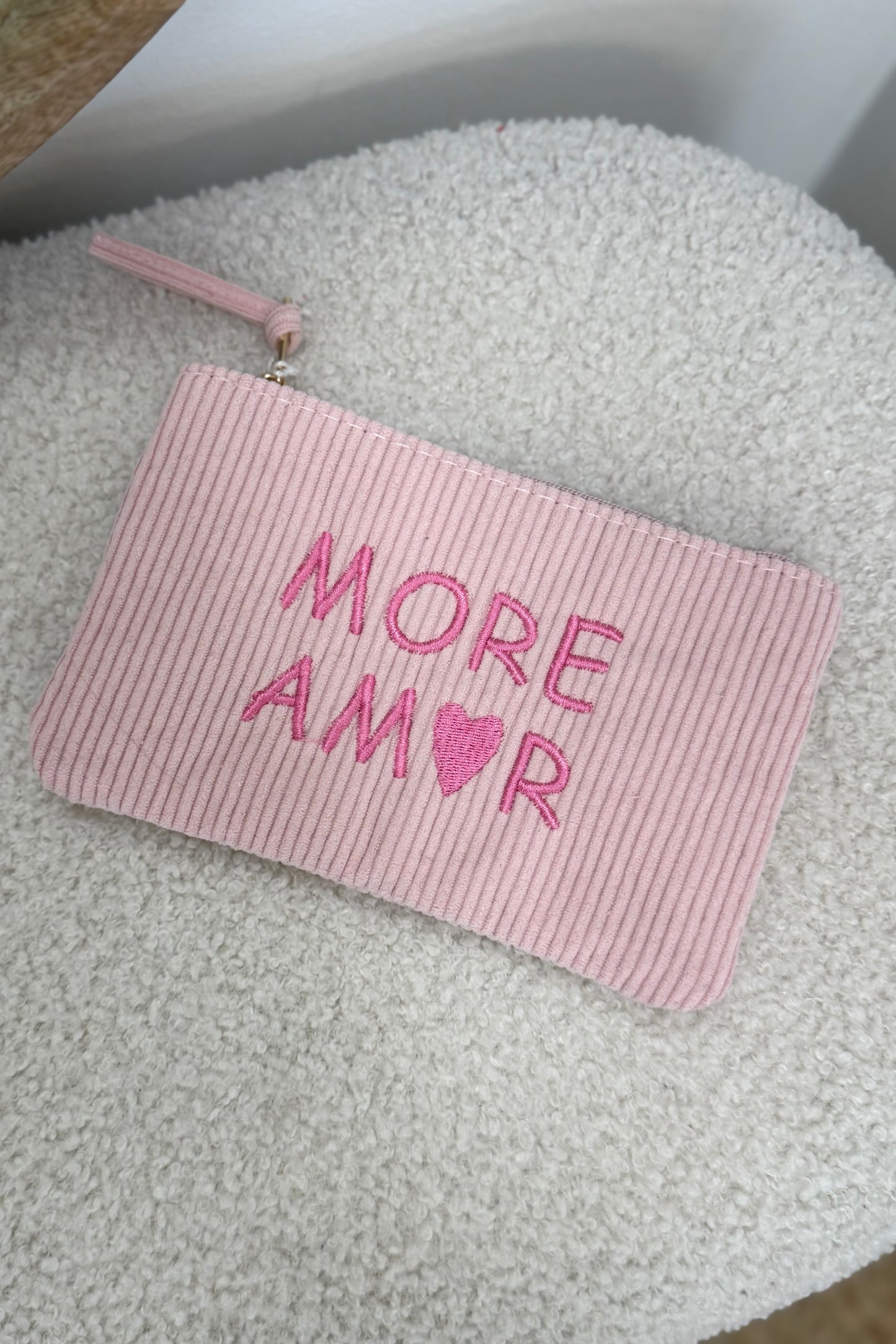 Pochette côtelée More amor rose clair