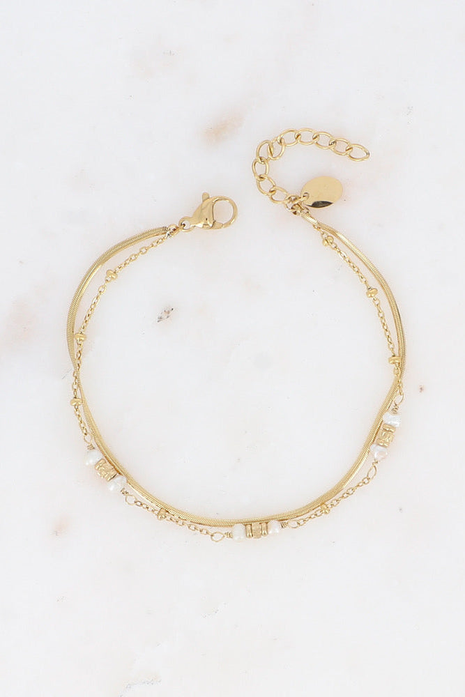 Bracelet double perle d'eau