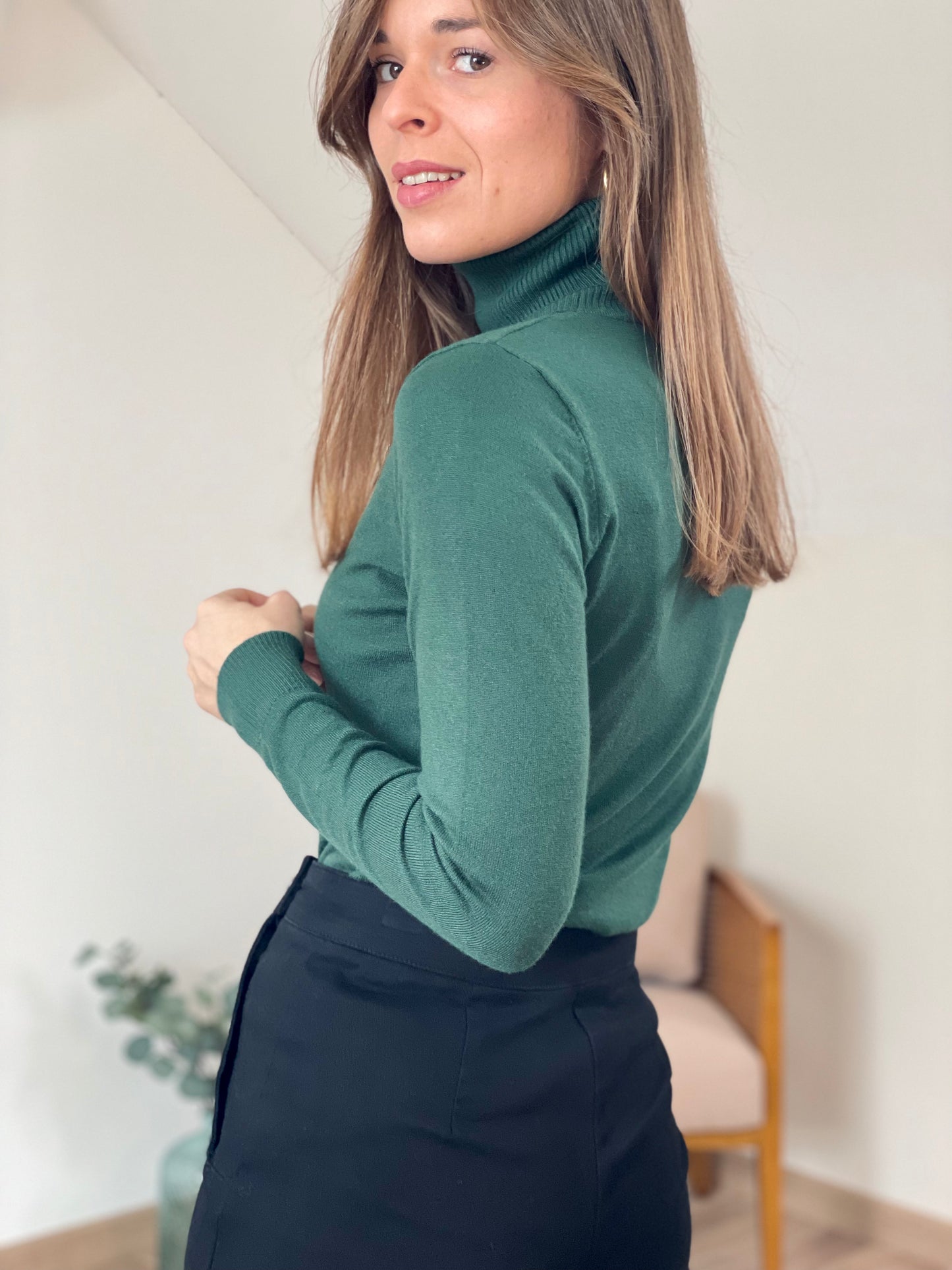 Col roulé Elios vert bouteille
