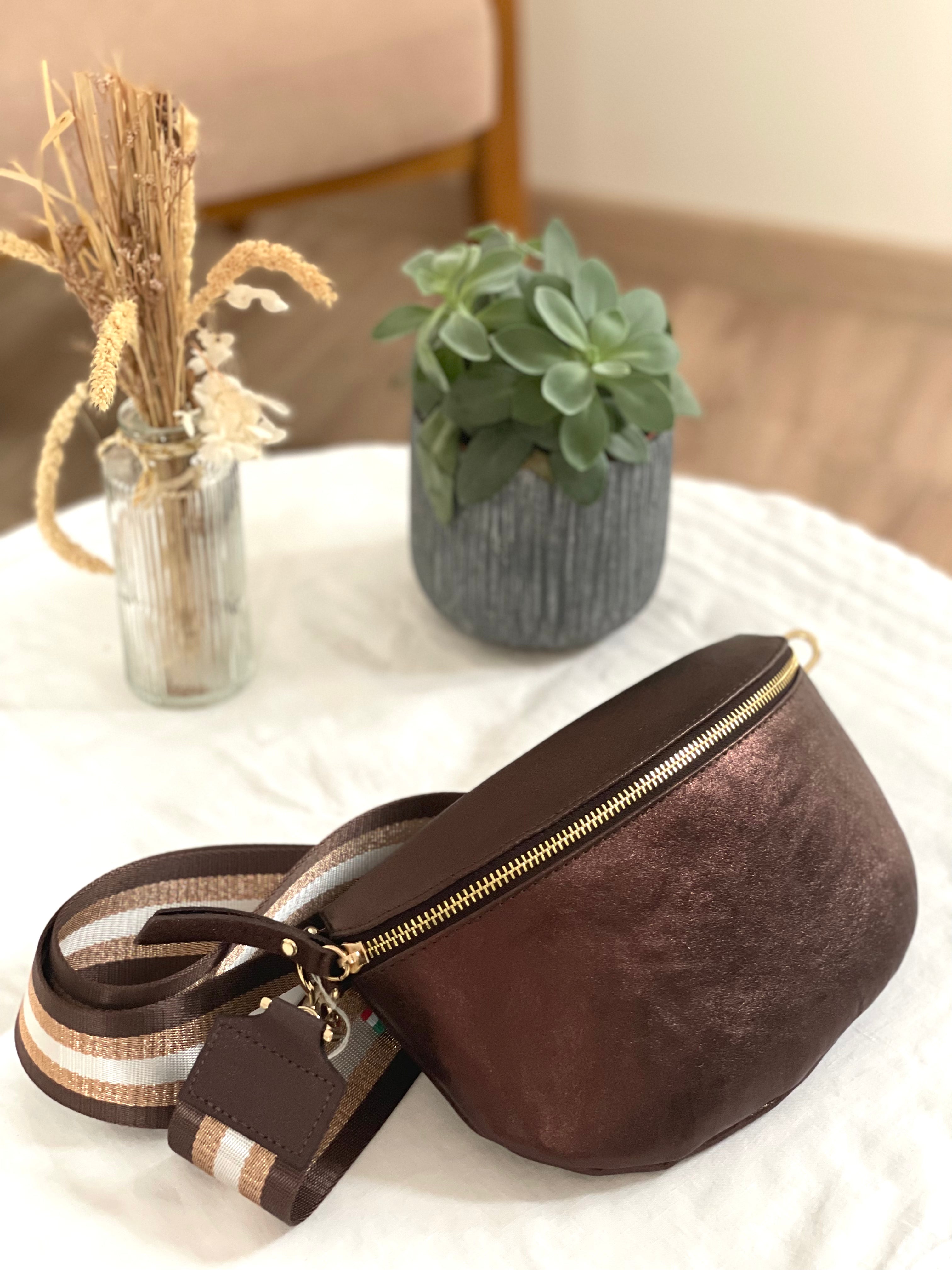 Sac banane cuir sales marron