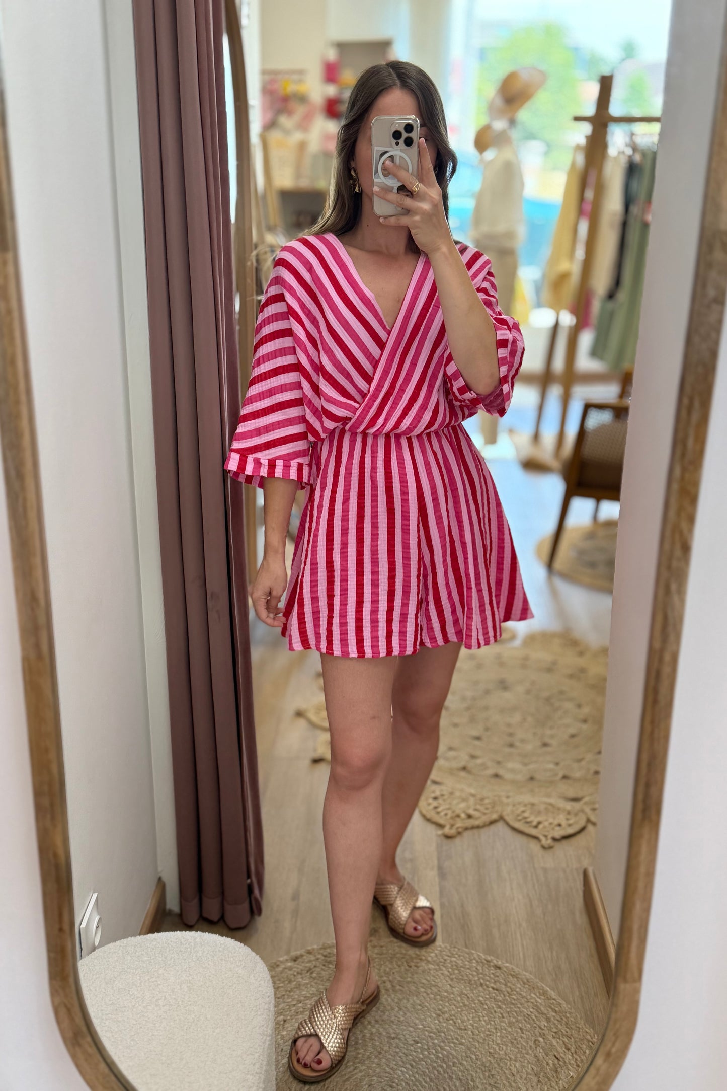 Combinaison Sarah rose et rouge