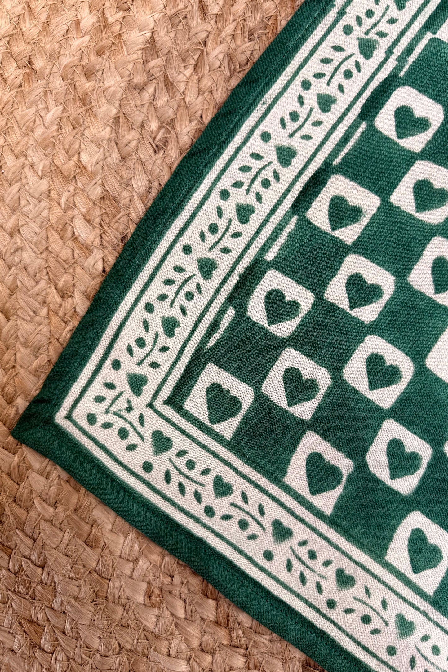 Foulard damier coeur vert
