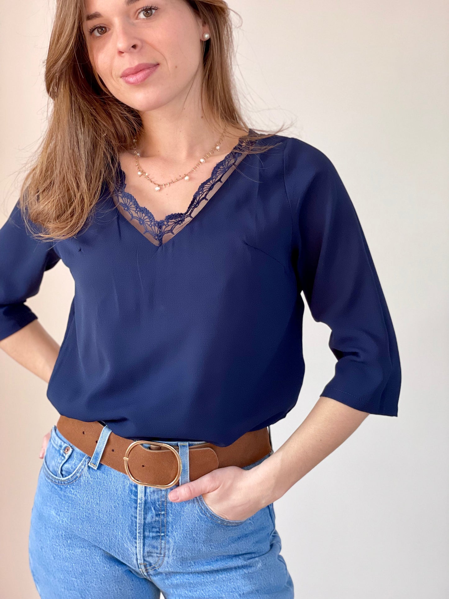 Blouse Charlotte bleu marine
