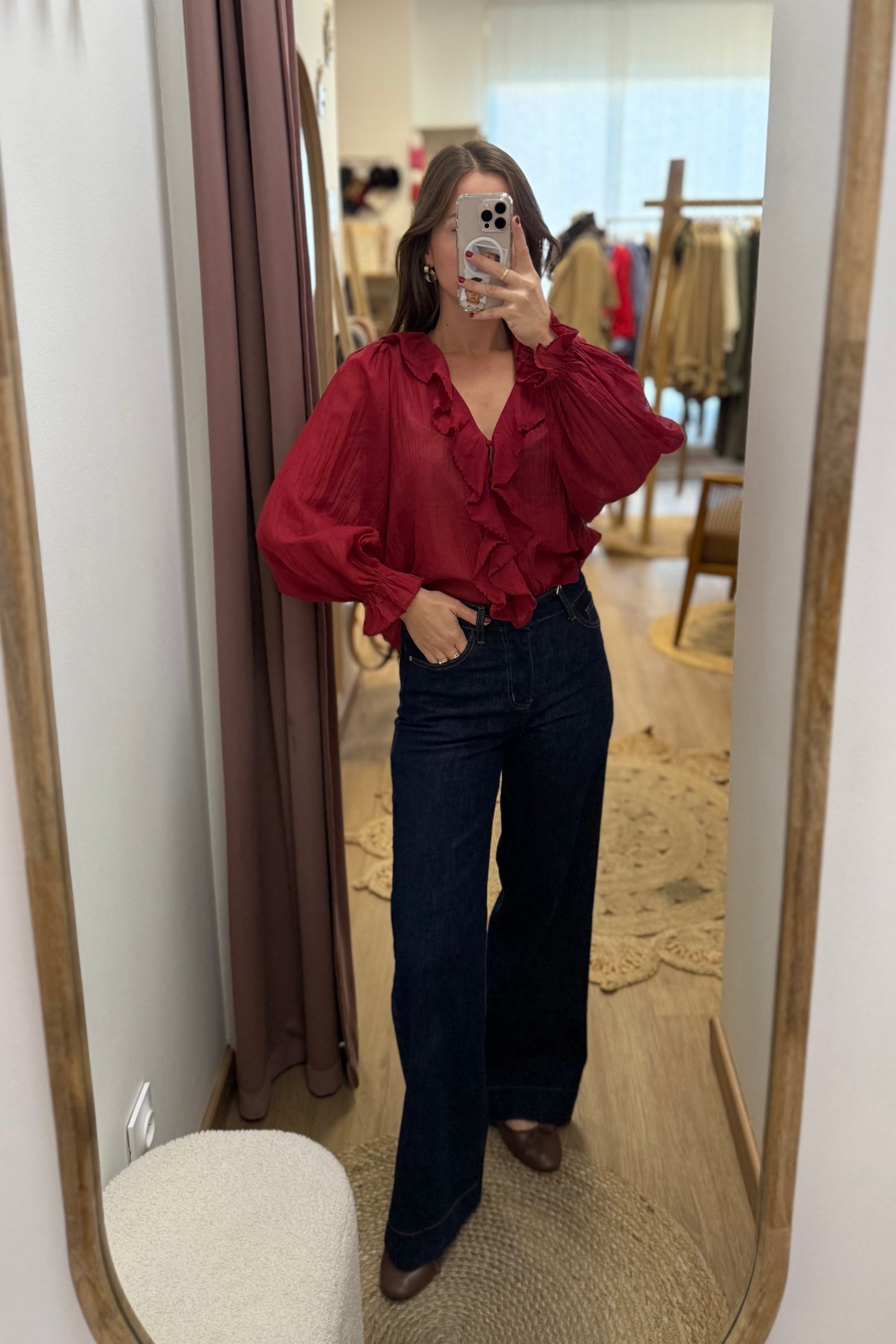 Blouse Axelle rouge foncé