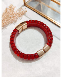 Bracelet jonc aimanté résine bordeaux doré