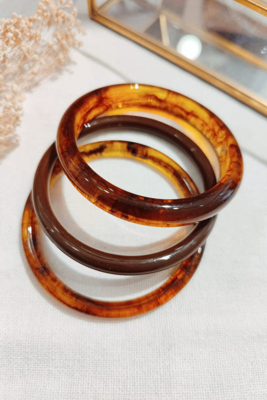 Lot 3 bracelets jonc résine ambre