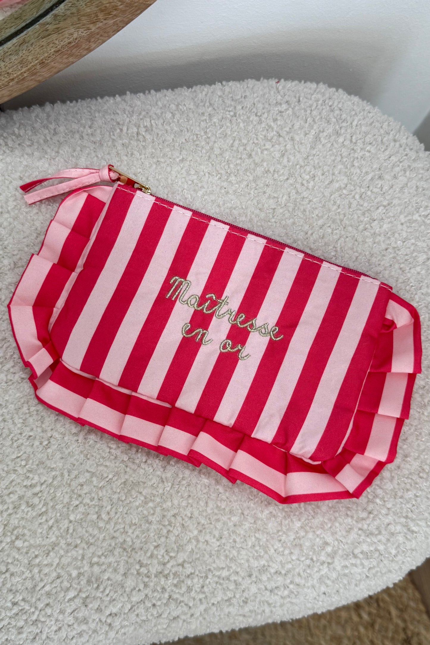 Pochette froufrou maîtresse en or fuschia rose