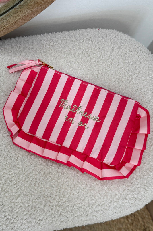 Pochette froufrou maîtresse en or fuschia rose