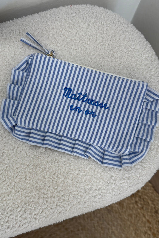 Pochette froufrou maîtresse en or bleue