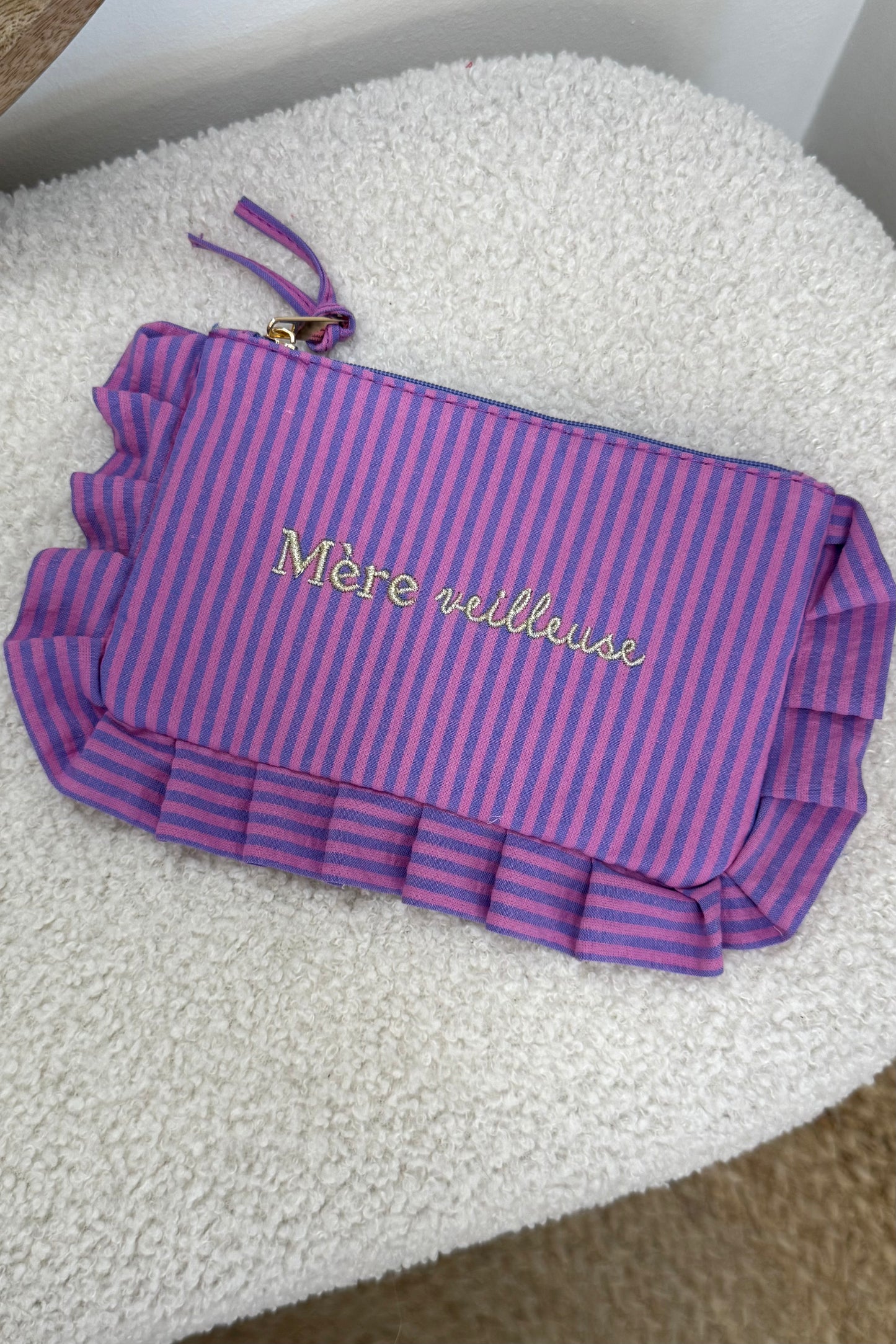 Pochette froufrou Mère veilleuse violette