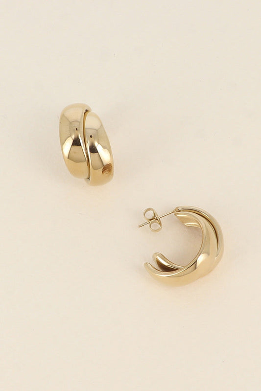 Boucles d'oreilles double rang doré