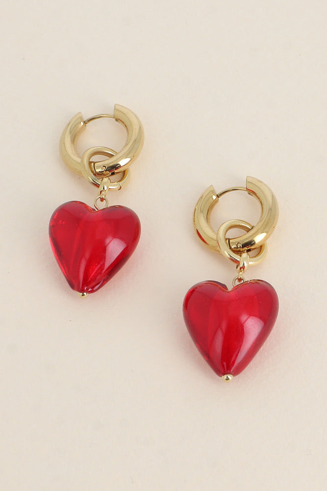 Boucles d'oreilles coeur rouge