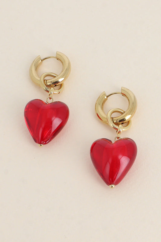 Boucles d'oreilles coeur rouge