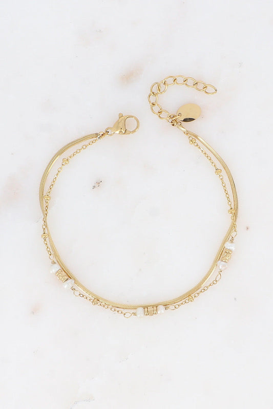 Bracelet double perle d'eau