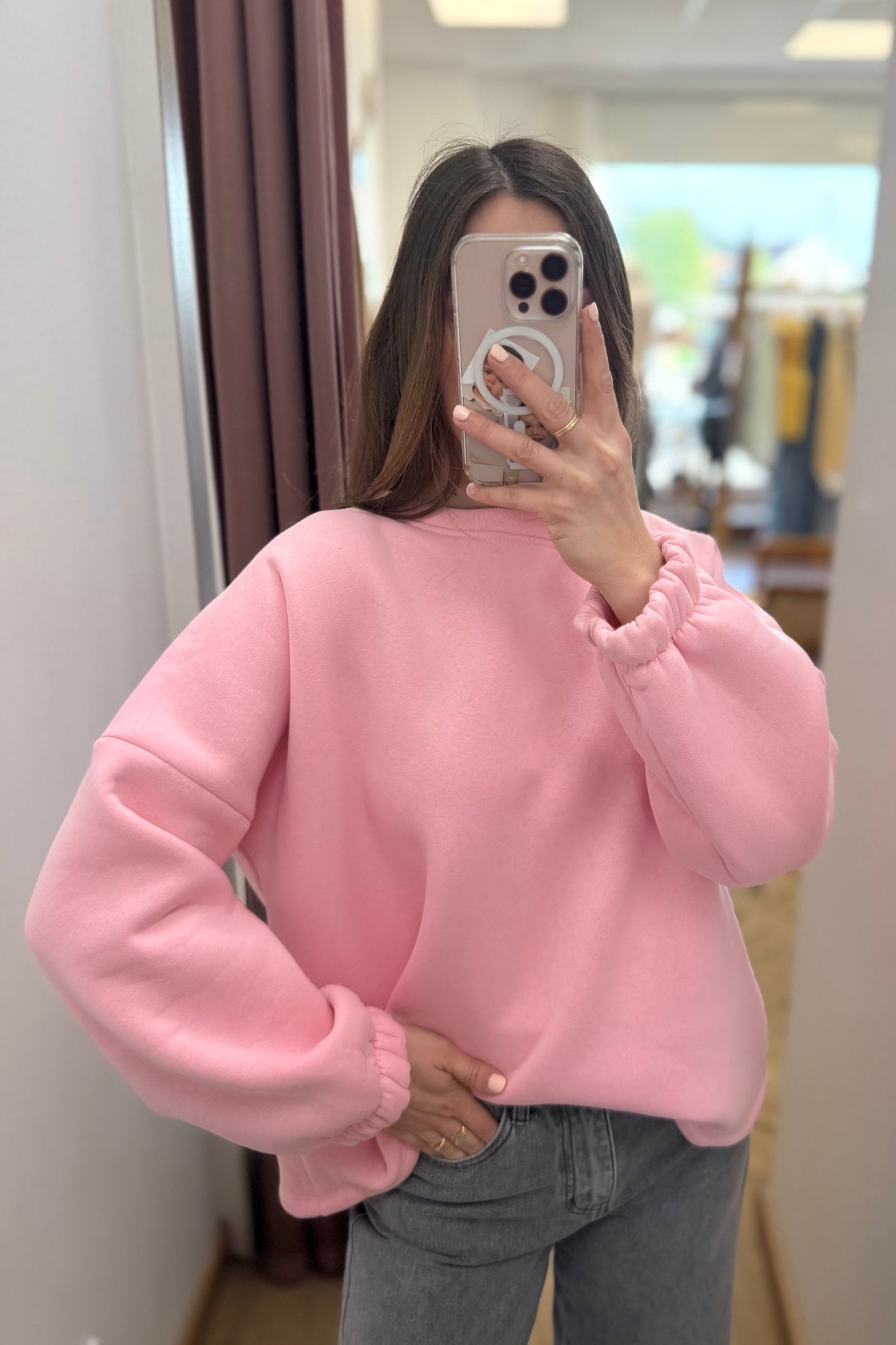 Pull Mommy rose/bleu