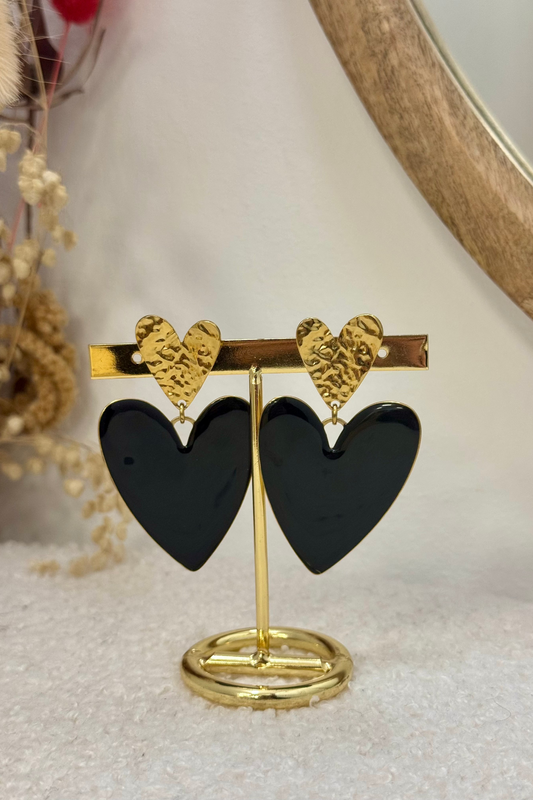BO coeur émaillé noir