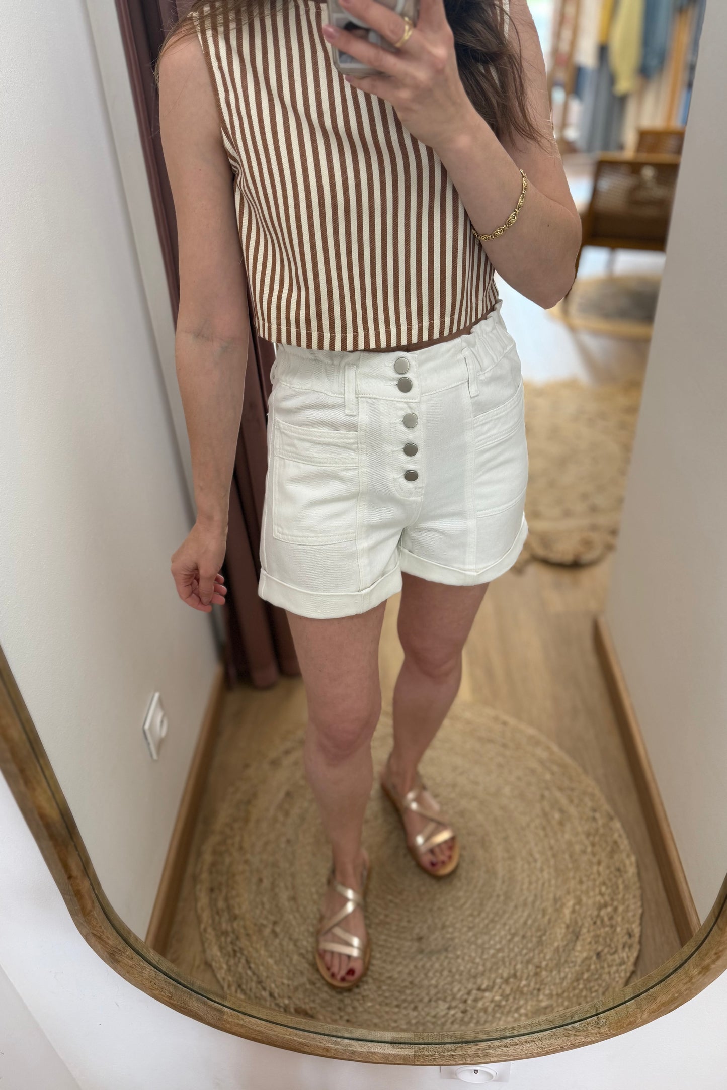 Short Léopold blanc