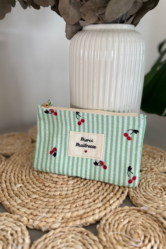 Pochette cerise Maîtresse vert