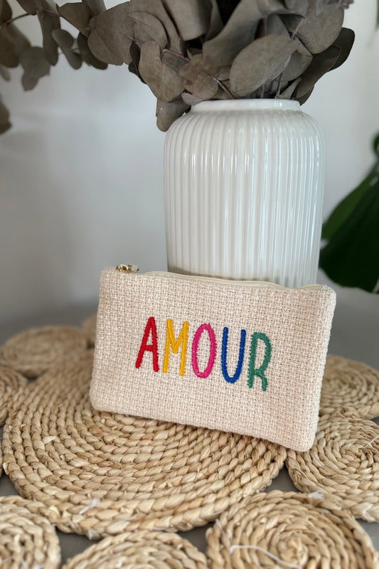 Pochette AMOUR beige multi