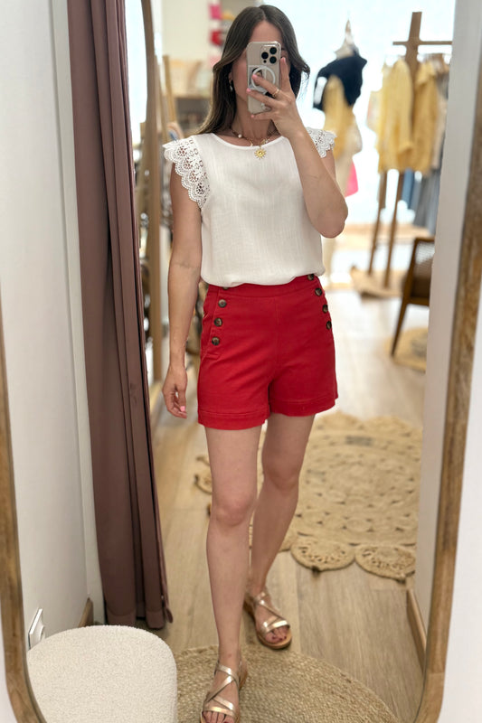 Short Thomas rouge corail