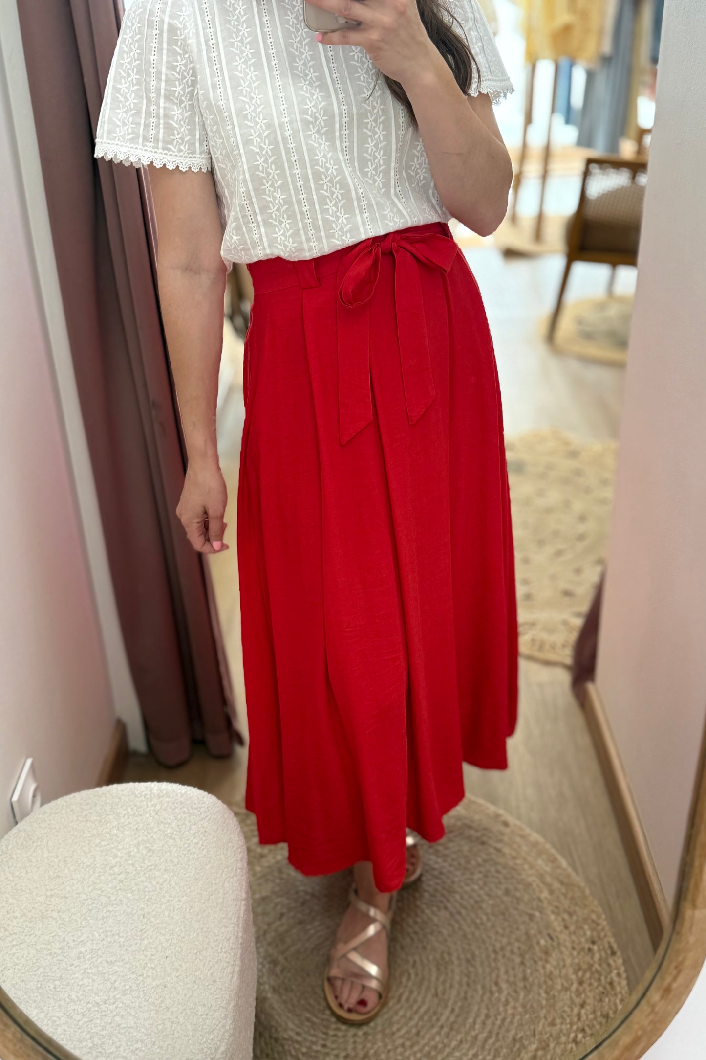 Jupe Camilia rouge corail