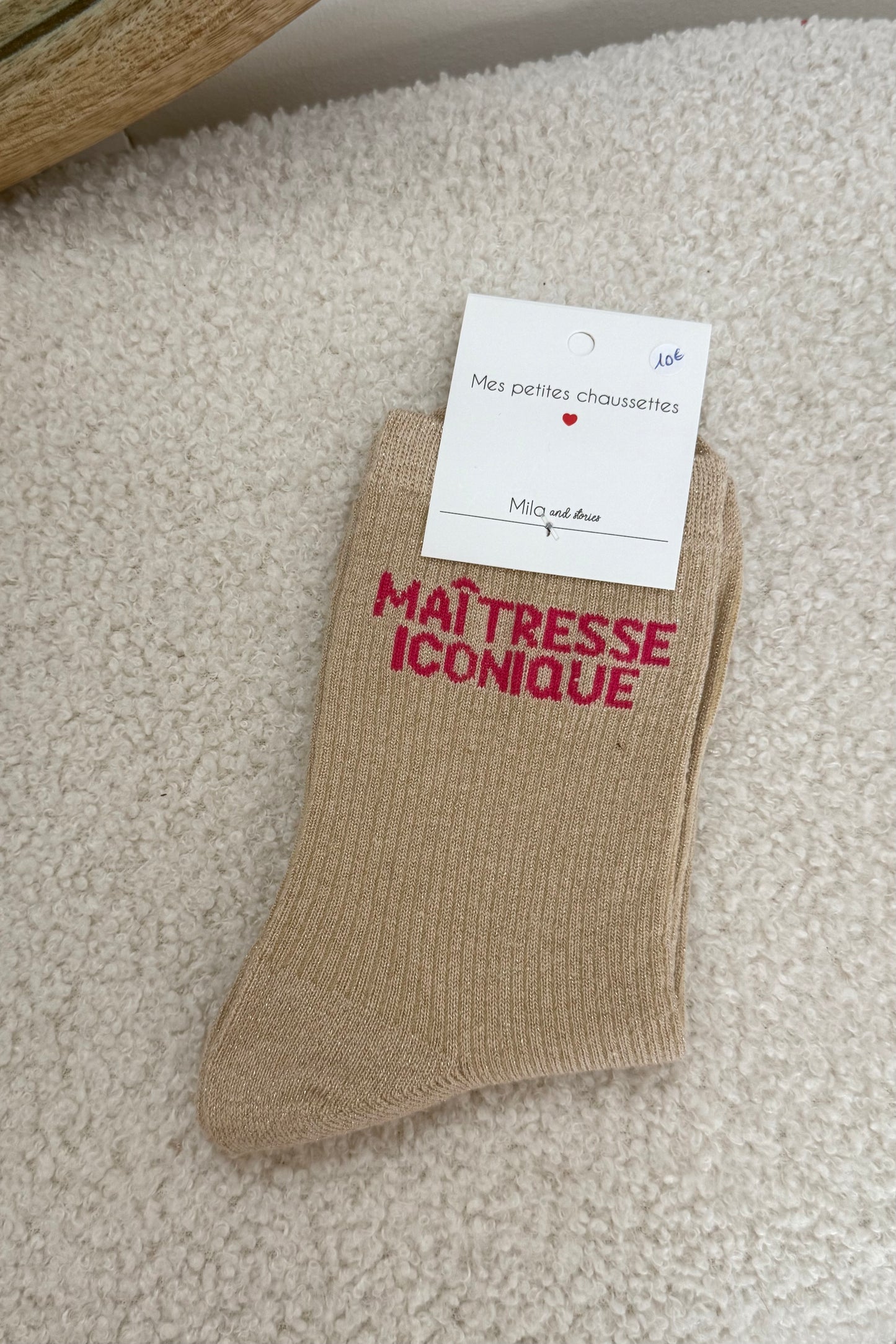 Chaussettes Maitresse iconique rose clair