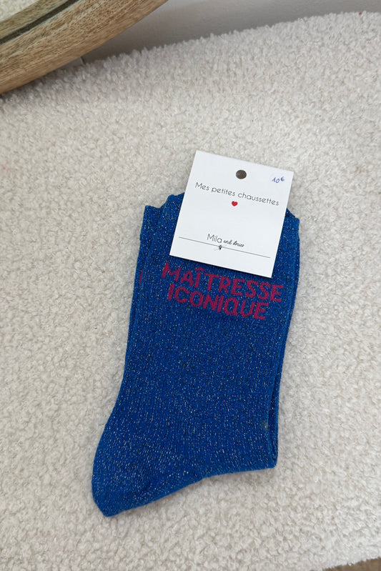 Chaussettes Maîtresse iconique bleu