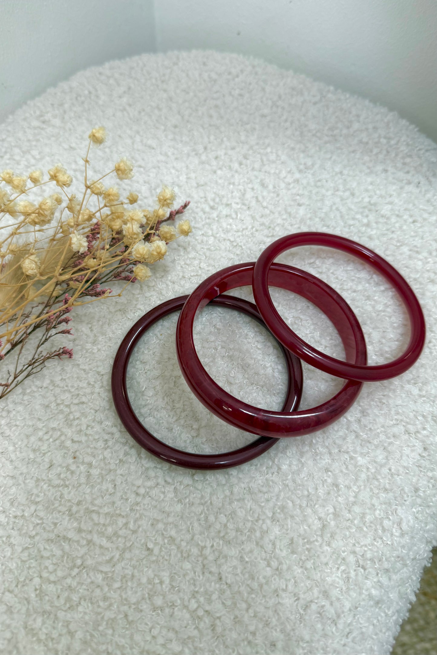 Lot 3 bracelets jonc résine bordeaux