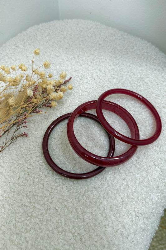 Lot 3 bracelets jonc résine bordeaux