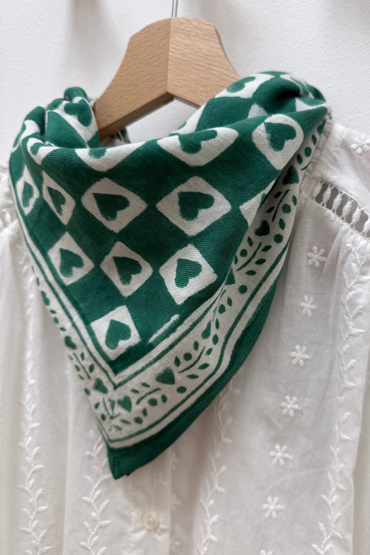 Foulard damier coeur vert