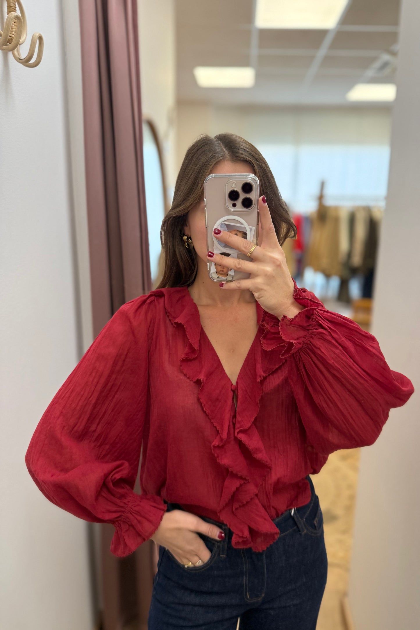 Blouse Axelle rouge foncé