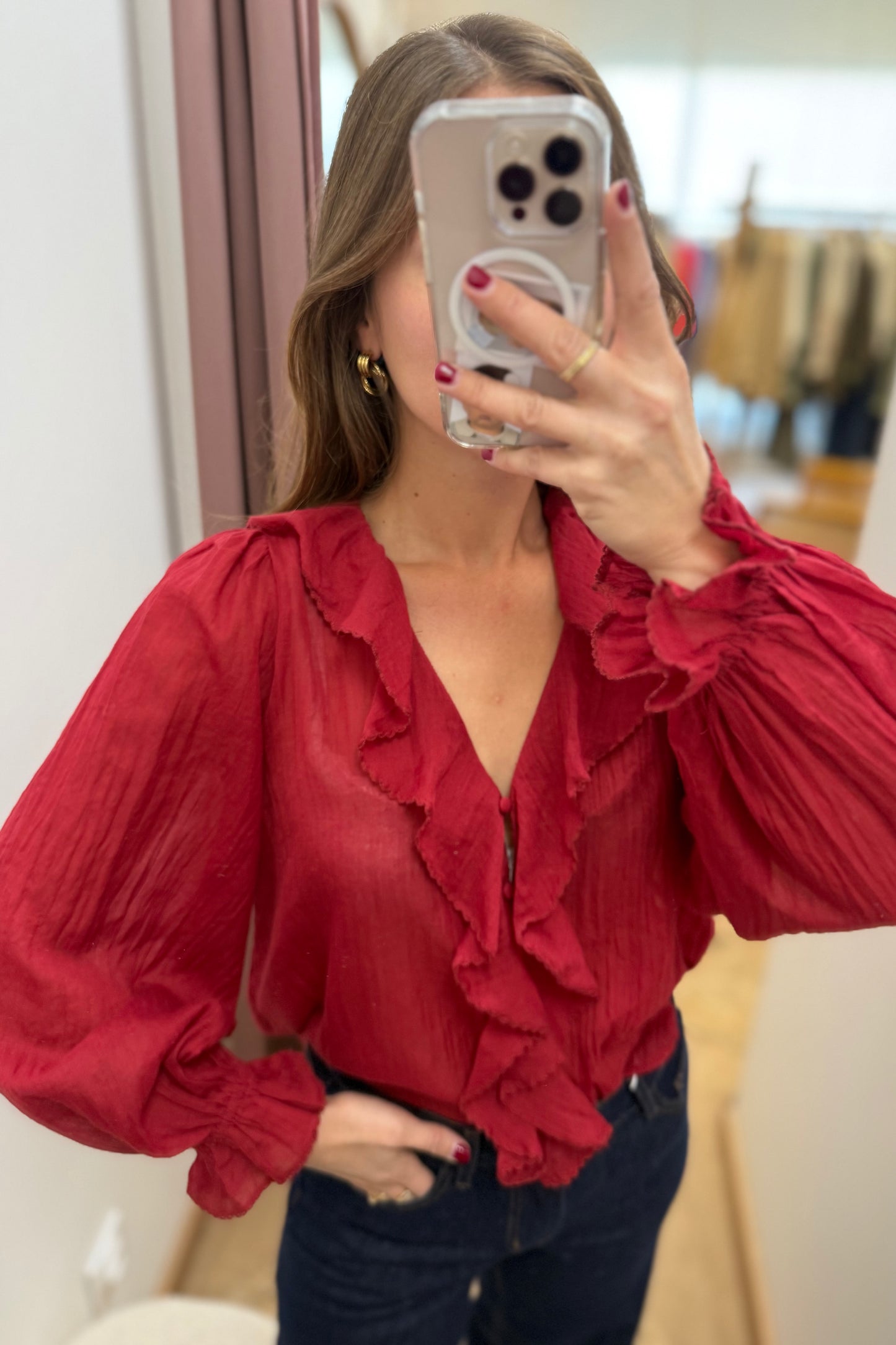 Blouse Axelle rouge foncé