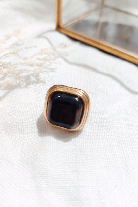 Bague chevalière résine choco doré