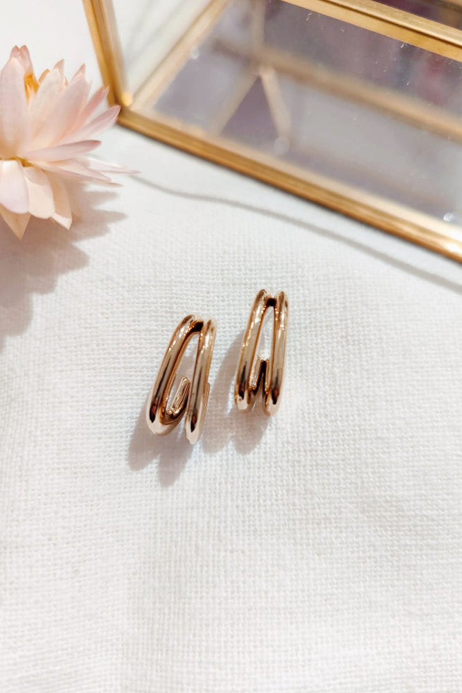 Boucle d'oreille créole double anneau doré