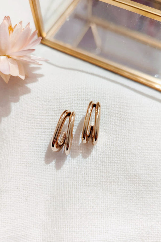 Boucle d'oreille créole double anneau doré