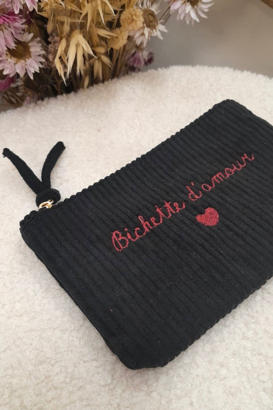 Pochette Bichette d'amour velours noir